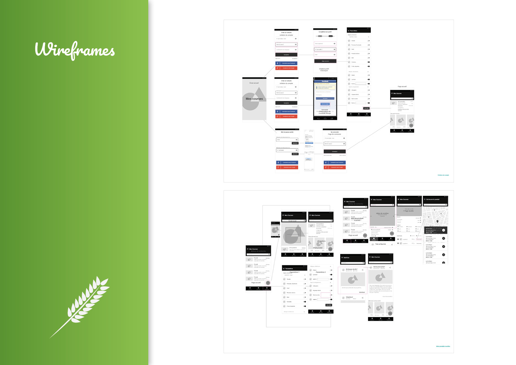 Prototype d'une application mobile - Wireframes