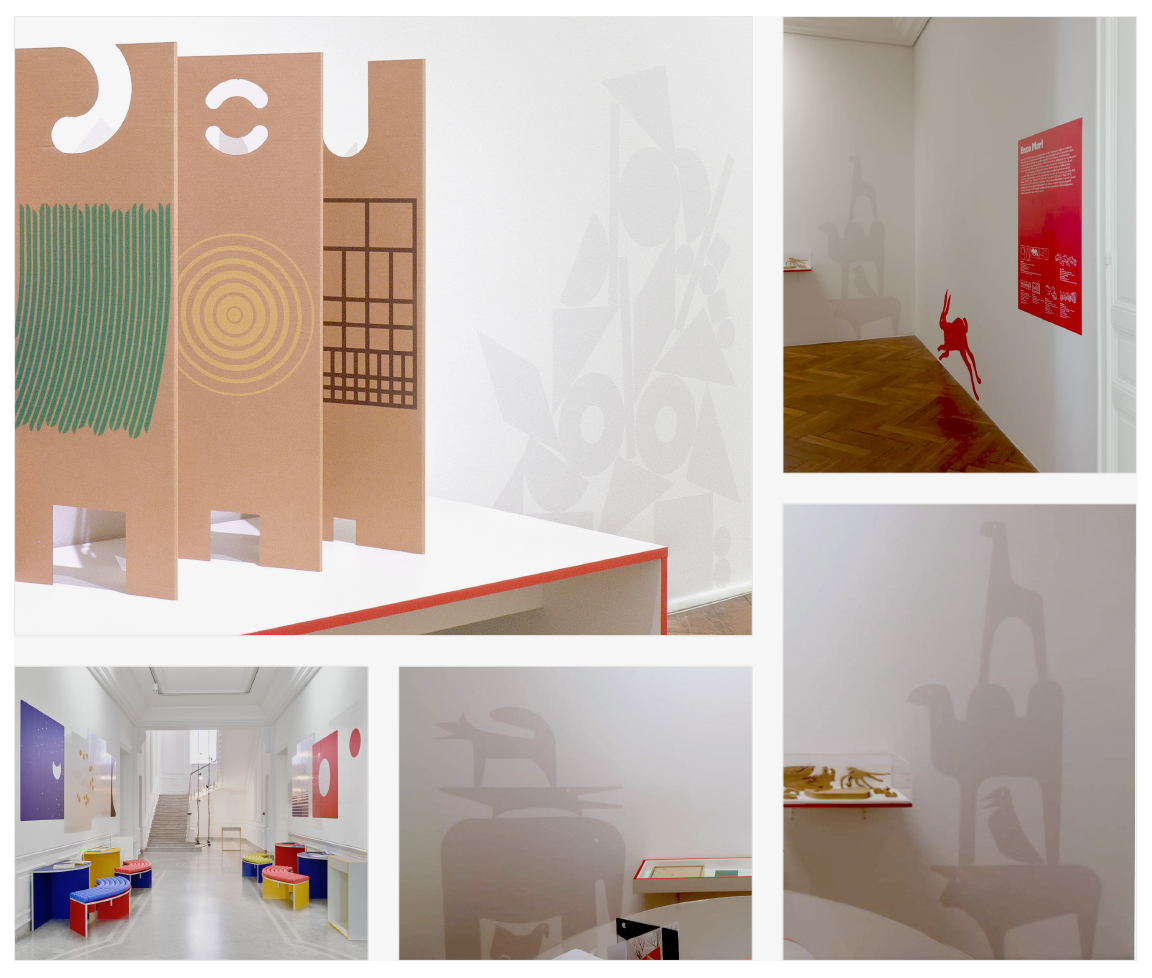 CNAP_ scénographie murale vestibule et salle Enzo Mari _  exposition 