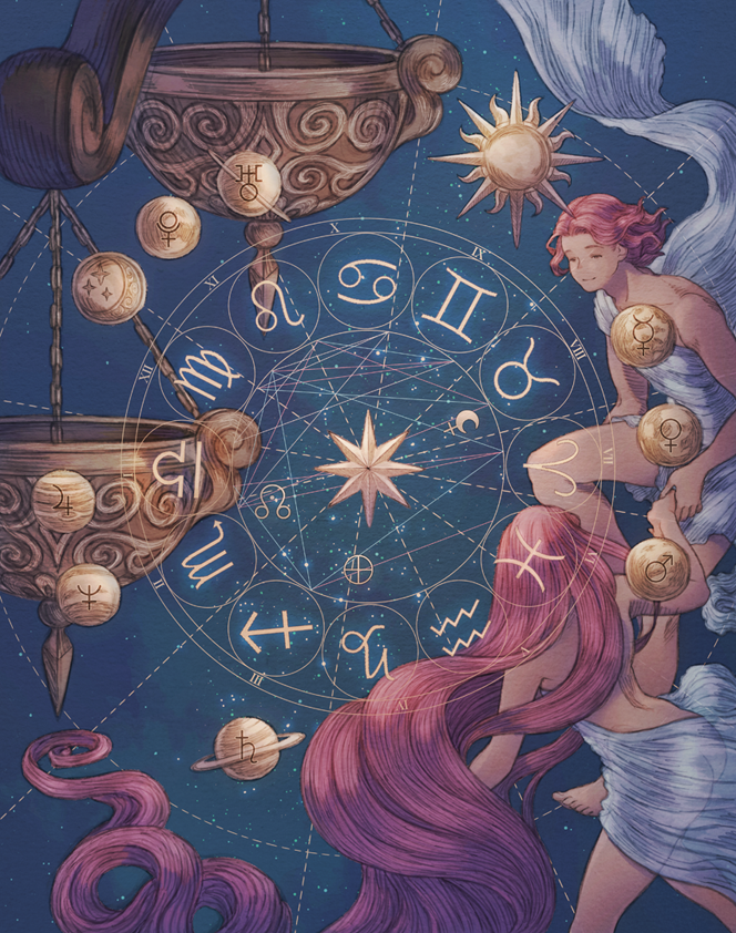 Thème Astral - illustration - Gémeaux/Balance