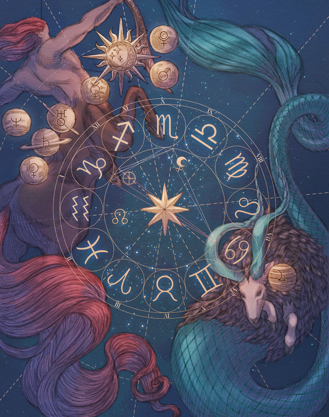 Thème Astral - illustration - Sagittaire/Capricorne