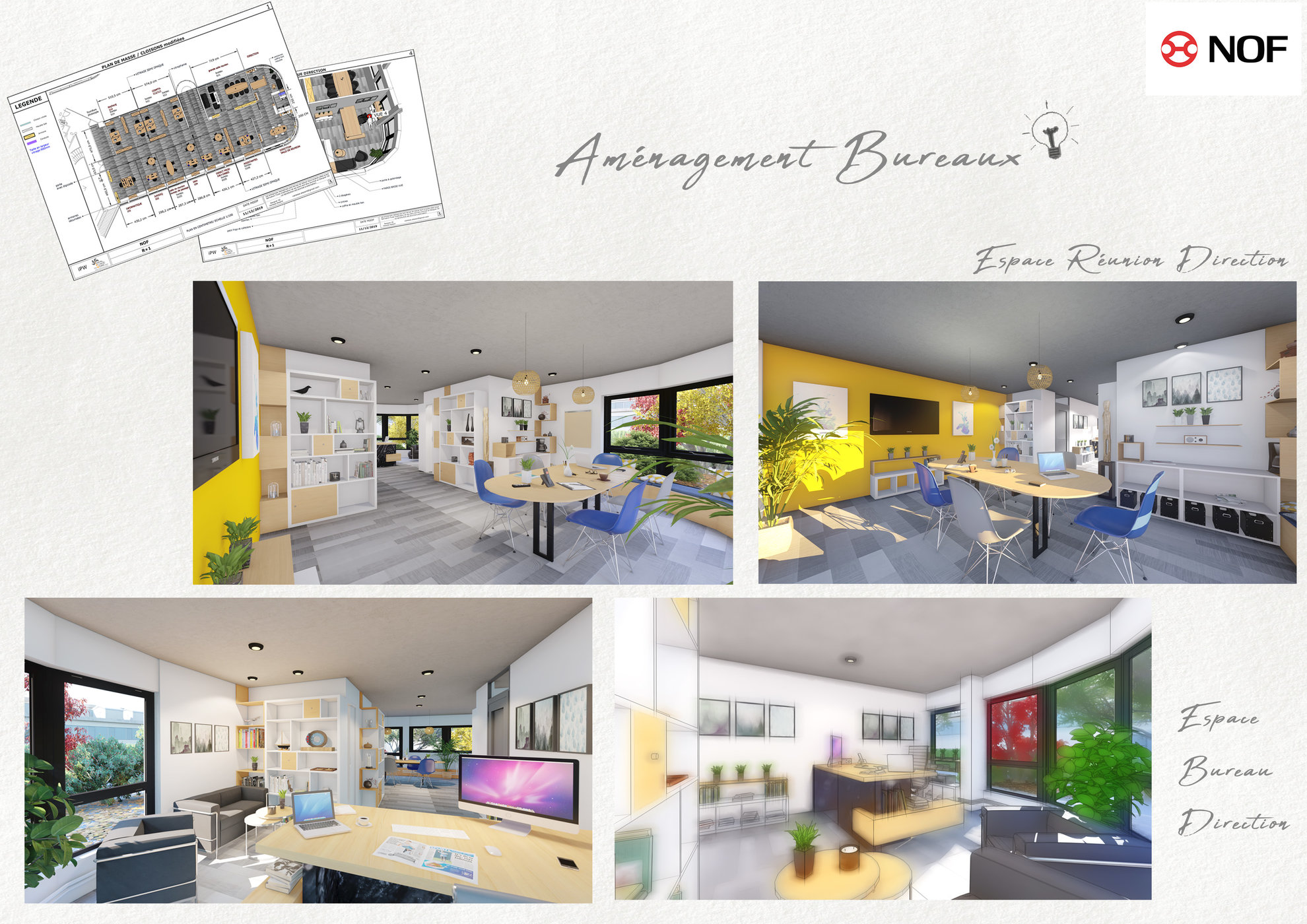 Aménagement bureaux /NOF/ space planning/ BAT C