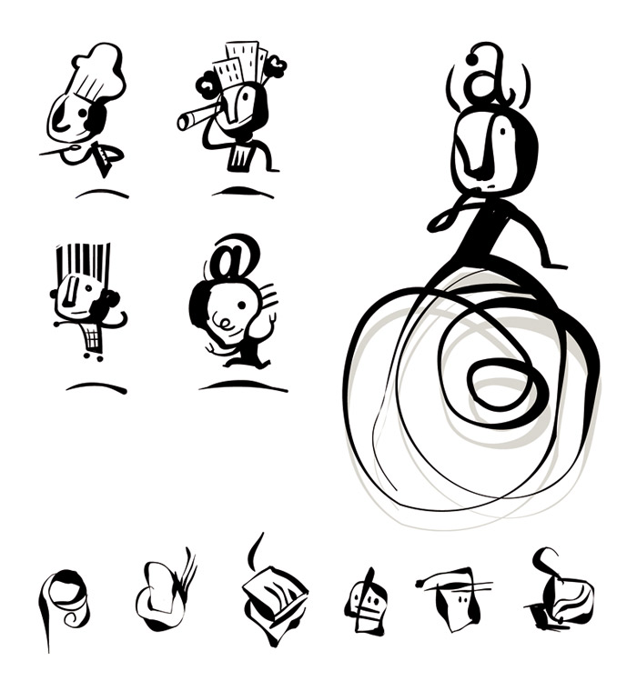 logos pour les différents départements d'une agence  de création parisienne.
