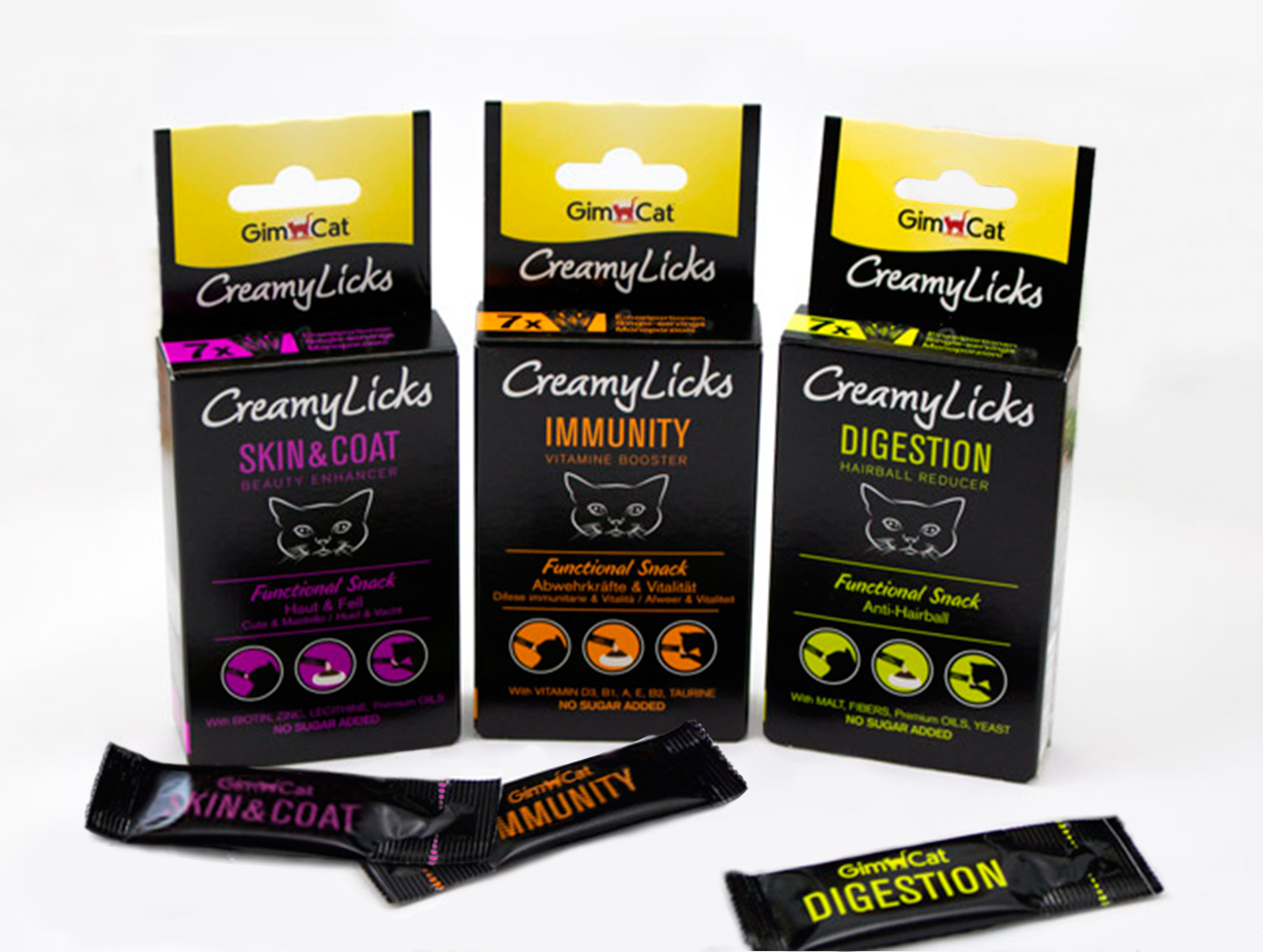 Packaging Design - Graphisme et illustration - Aliments pour chat - CreamyLicks - pour GimCat, une entreprise allemande