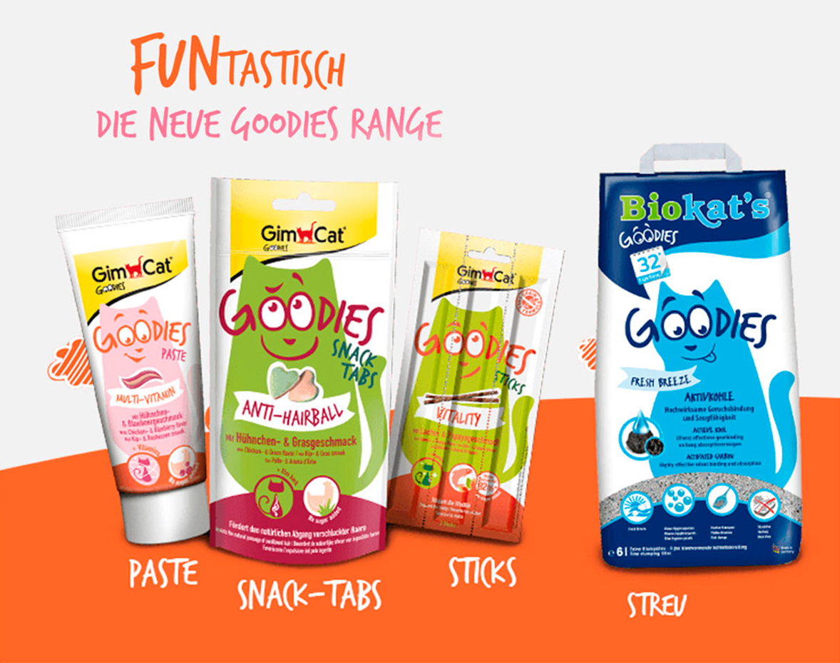 Packaging design. Nourriture pour chat "Goodies" pour la marque allemande GimCat