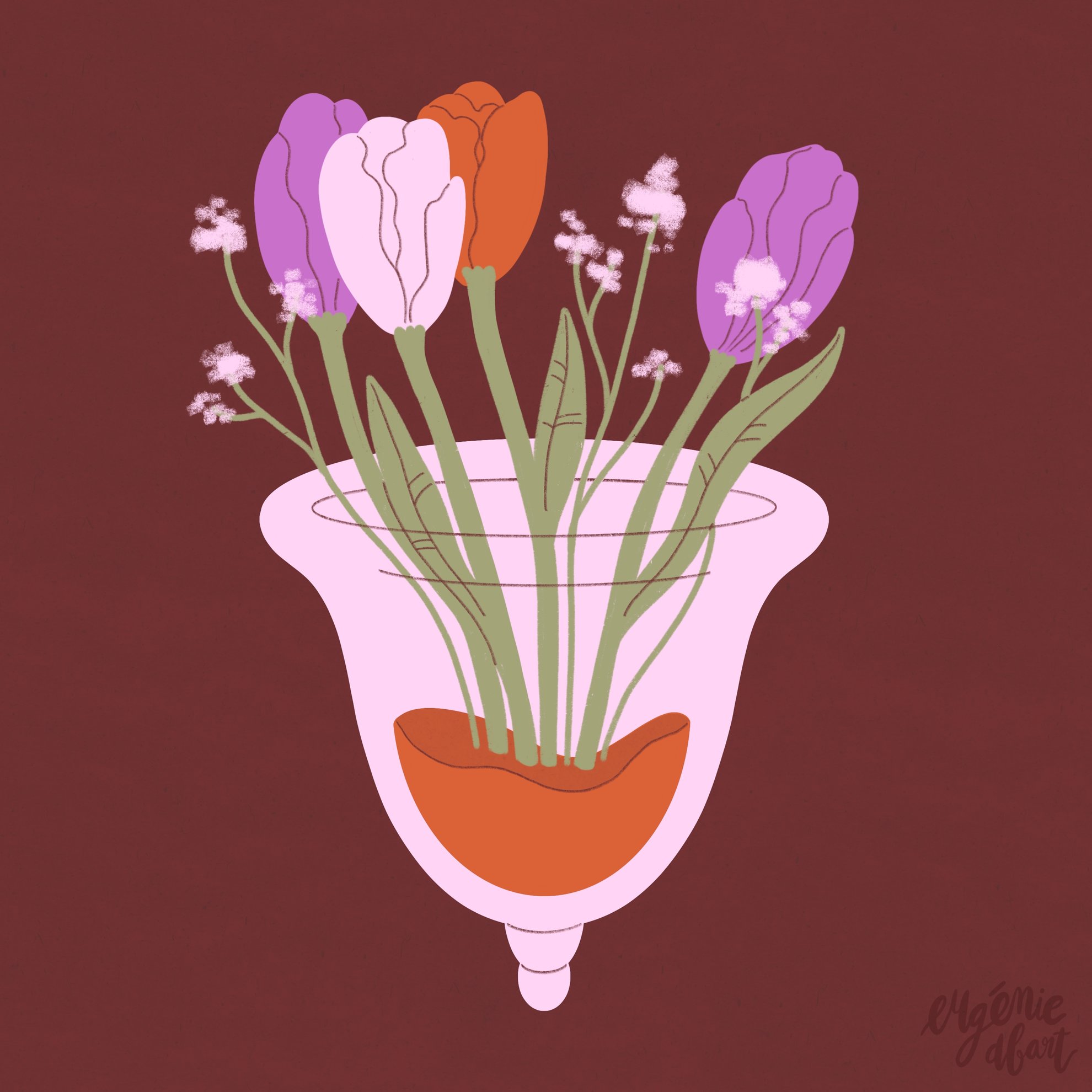 Coupe menstruelle en fleurs