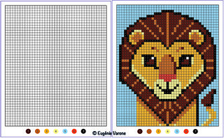 Coloriage Pixels Lion
