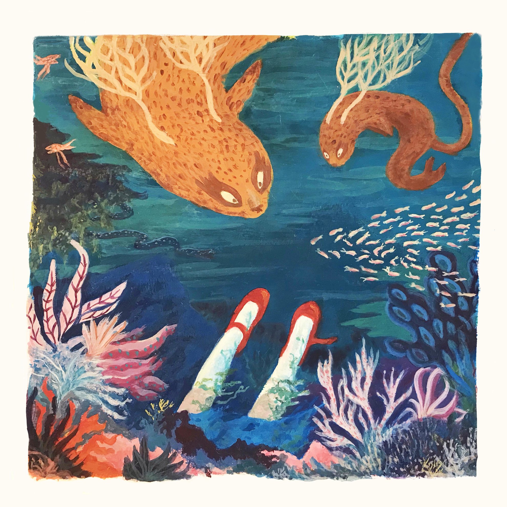 La dernière aventure d’Alice, Gouache sur papier, 20 x 20 cm 2021