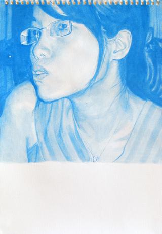 blue Ping, 2009, gouache sur papier, 38x26,3 cm