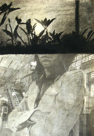 sans titre, 2011, pierre noire et crayon sur papier, 32x24 cm
