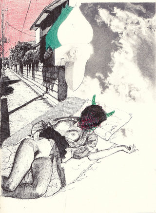 sans titre, 2017, stylos et crayons couleur sur papier,  26,7x19,5 cm