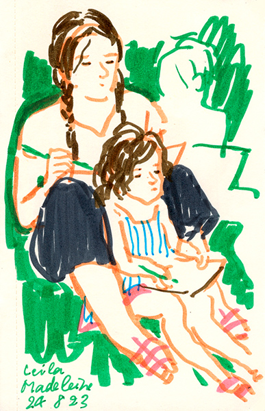 Madeleine et Leila dessinent