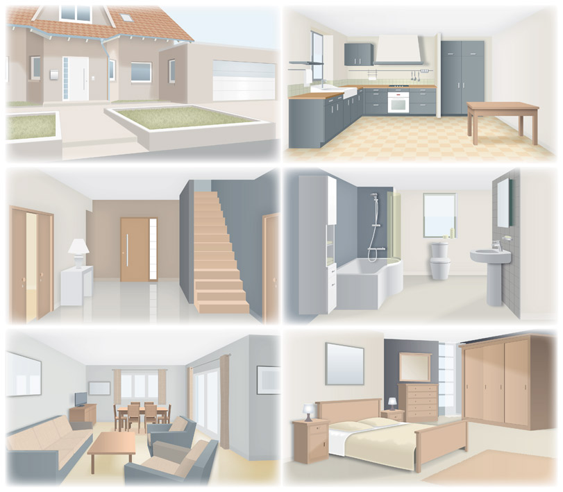 Illustrations pour un article sur les aménagements intérieurs pour les seniors (Système D, 2015)