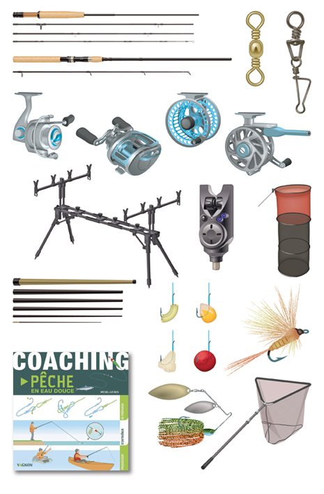 Illustrations pour un programme de coaching de pêche en eau douce (Vagnon, 2018).