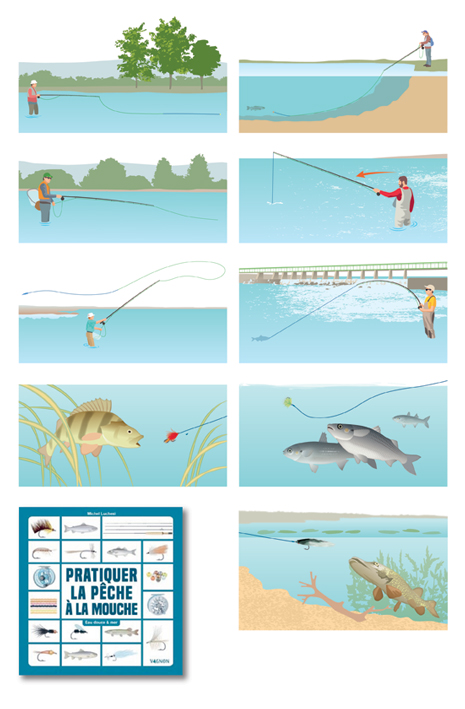 Illustrations pour un livre traitant de le pêche à la mouche (Vagnon, 2020).