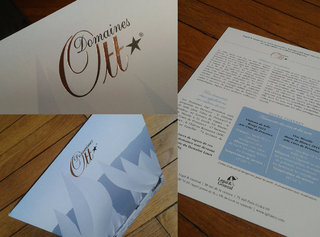 Carton présentation coffret cadeau vin Domaine Ott pour clients Legal and General (Agence Arobace)