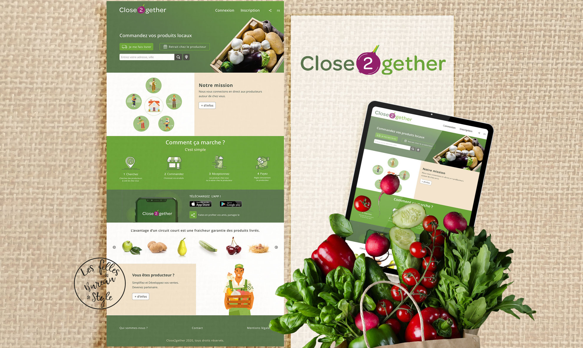 Close2gether, maquette landing page