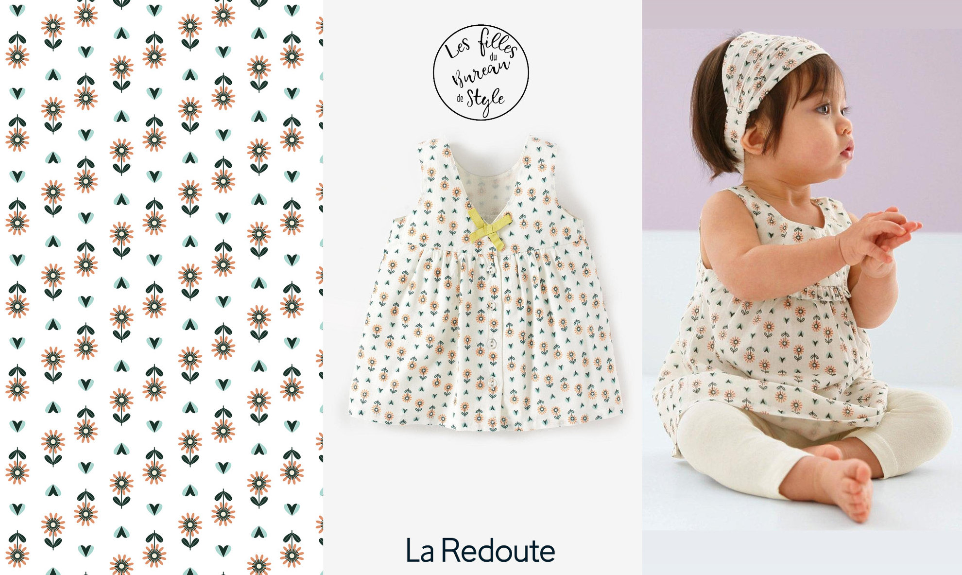 Design textile. dessin all-over  fleurettes pour La Redoute baby.
