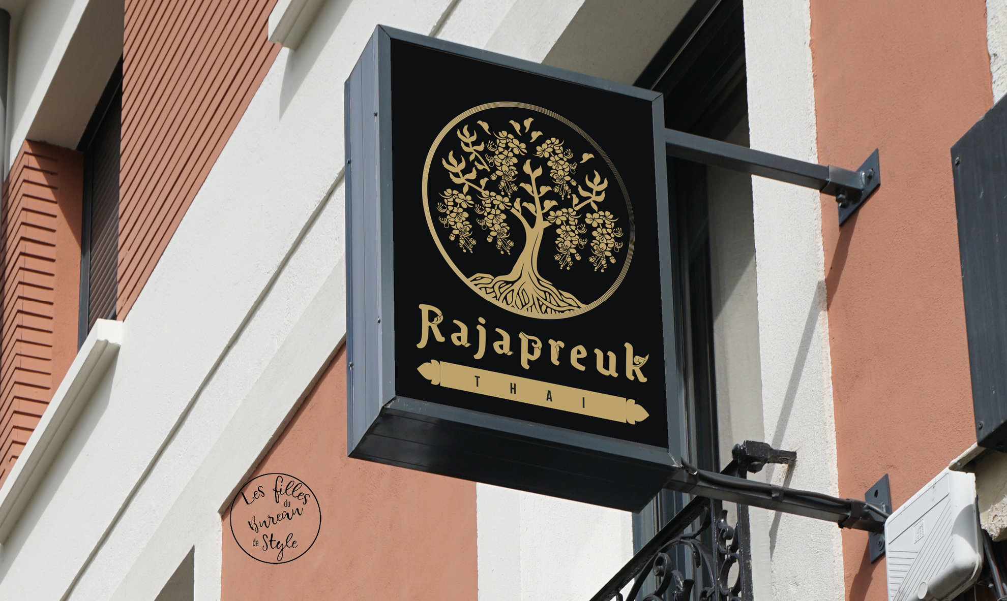 Graphisme pour enseigne de restaurant Rajapreuk.