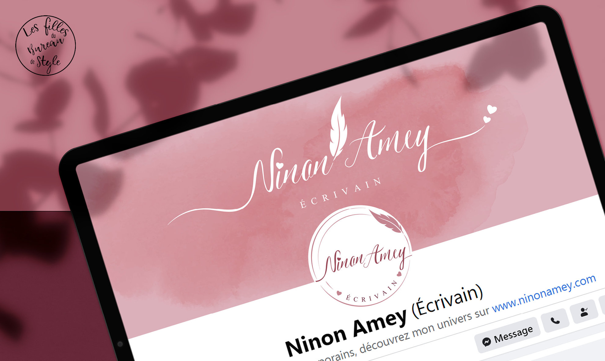 Identité graphique réseaux sociaux pour Ninon Amey écrivain.