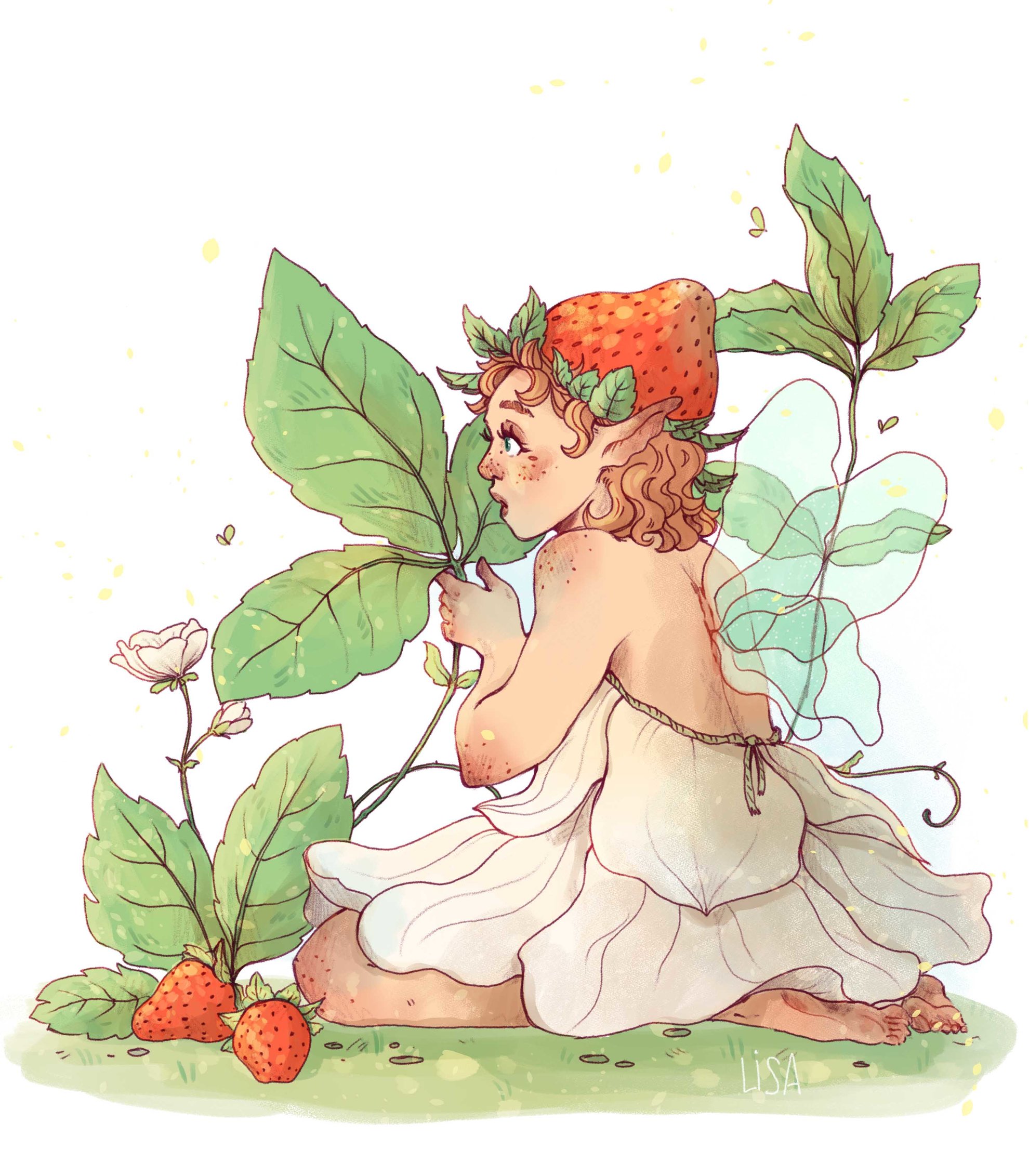 La fée fraise - Illustration Numérique