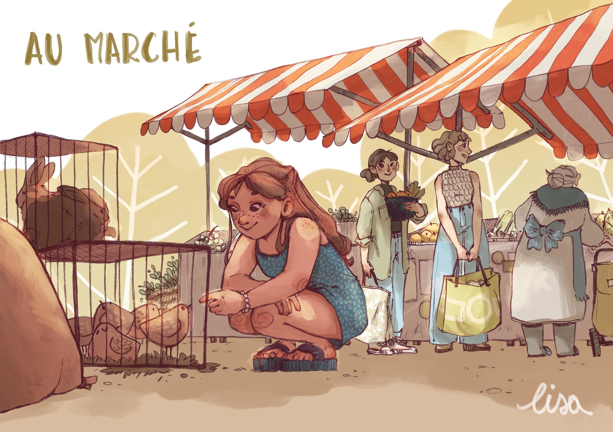 Le marché - Illustration numérique