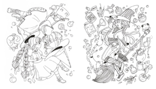 Coloriages - sorcières et créatures féériques