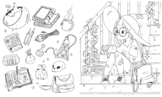 Coloriages - sorcières et créatures féériques