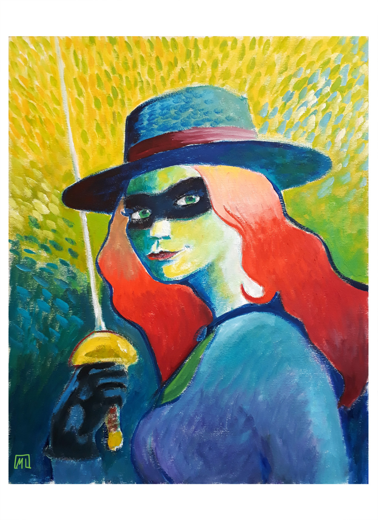 Miss Zorro, 50 x 40 cm Huile