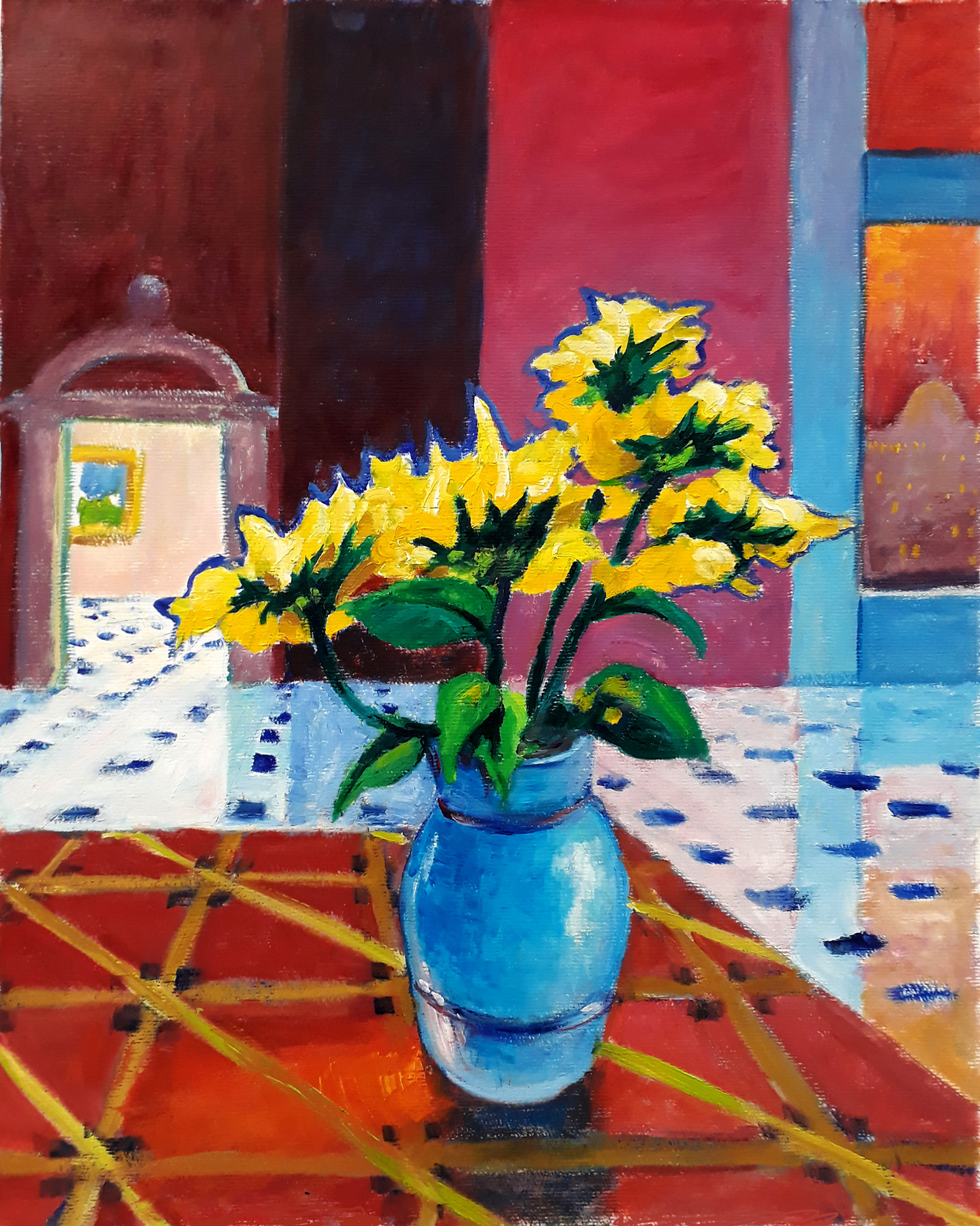 Tournesols Au Musée, 50 x 40 cm Huile