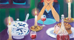 Diner Aux Chandelles, 81 x 65 cm Huile - Marc Legoux-plasticien