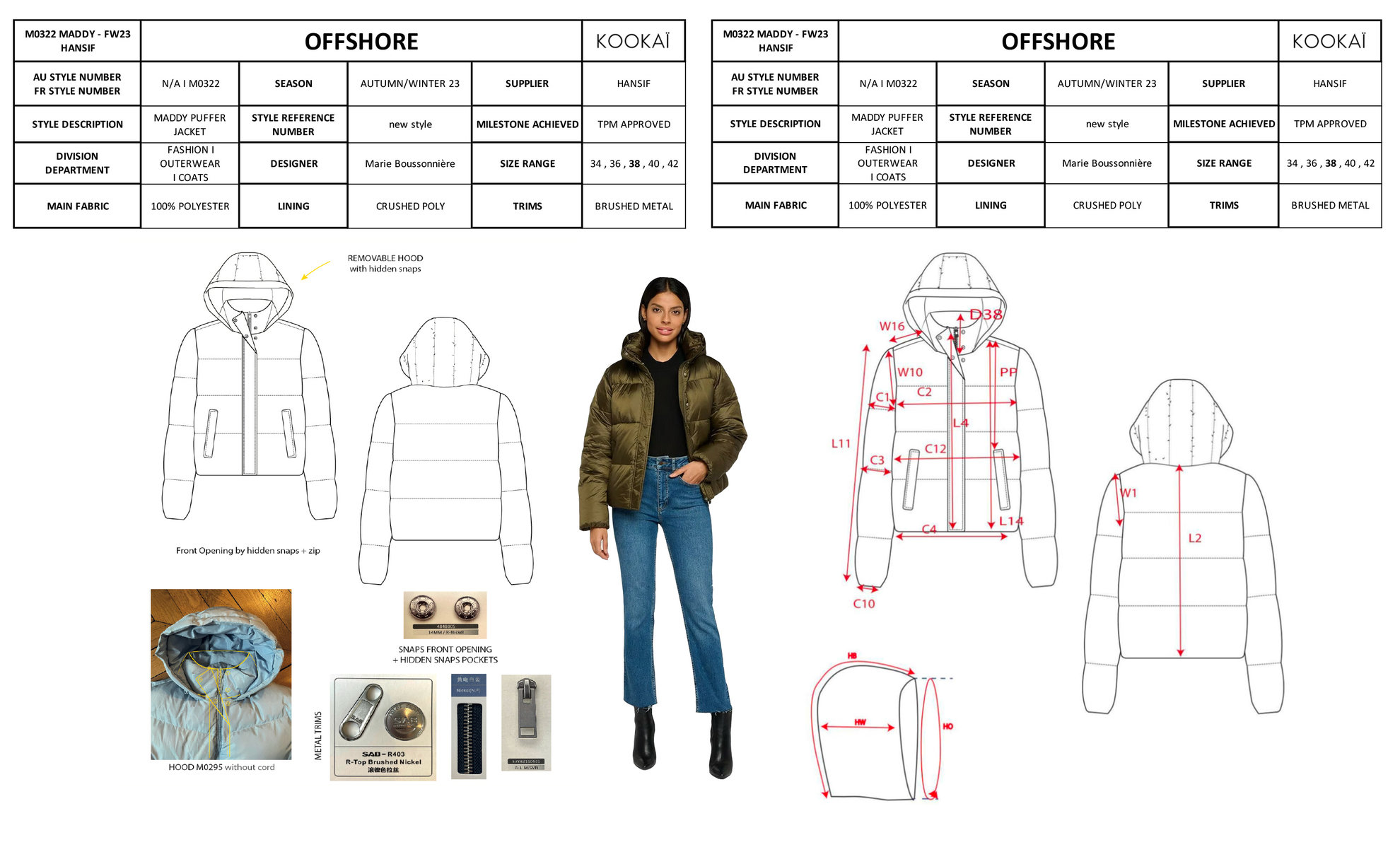 Dossier Technique Maddy Puffer Jacket