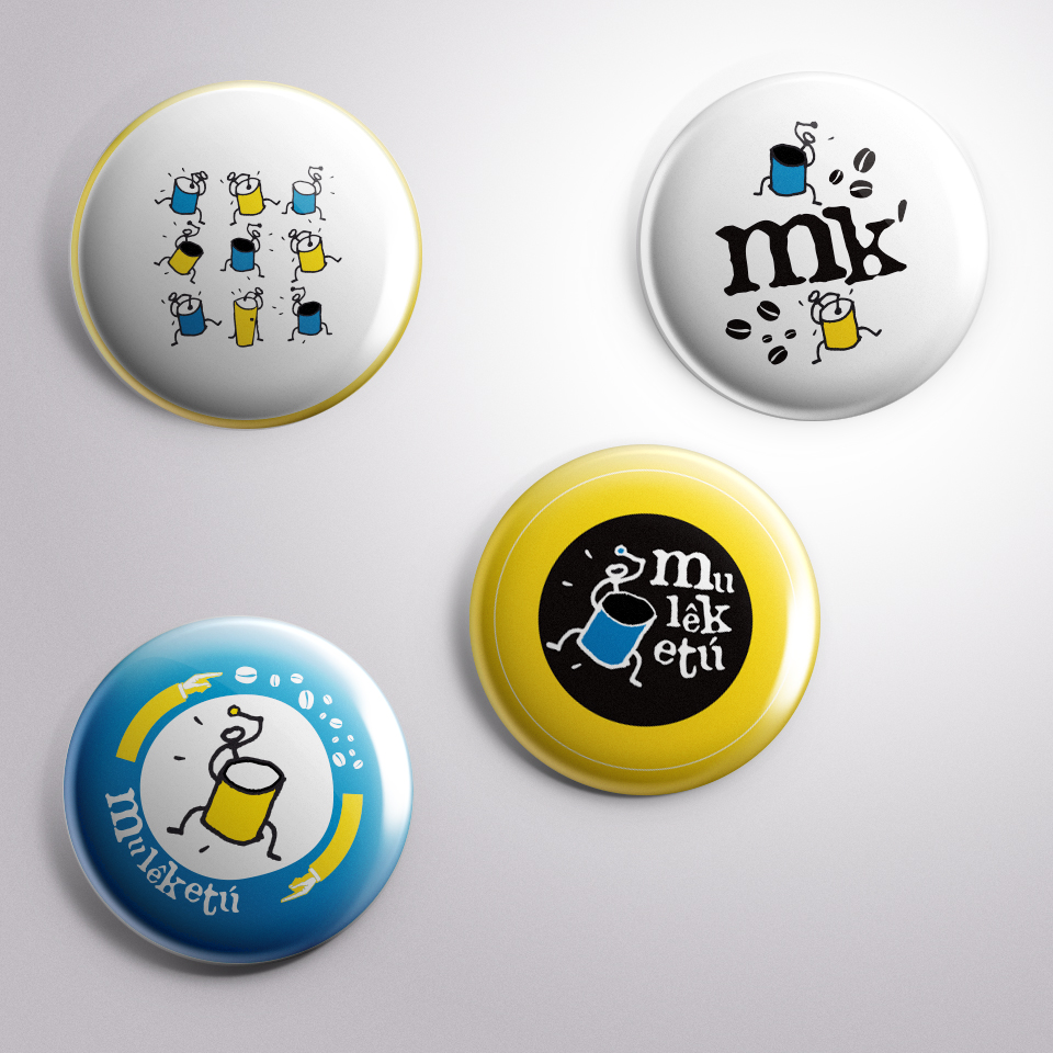 Badges MK - identité du groupe de percussions brésiliennes Muleketu