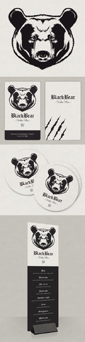 BLACK BEAR / logo, carte de visite, sous bock, menu