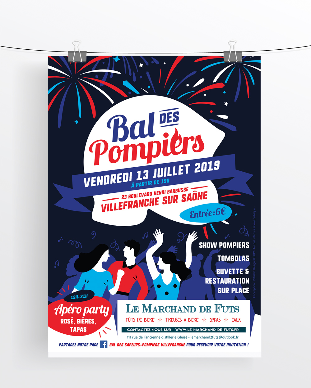 Affiche bal pompier Villefranche sur Saône