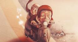 Papy et Mamy on the Road en scooter -  Same-illustrateur