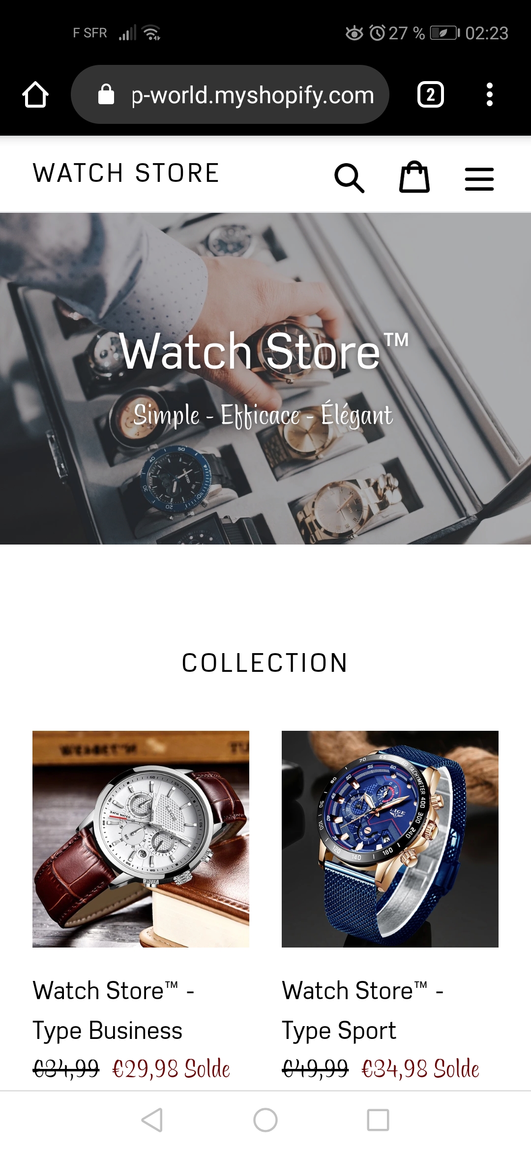 Création de ma boutique en ligne de montre