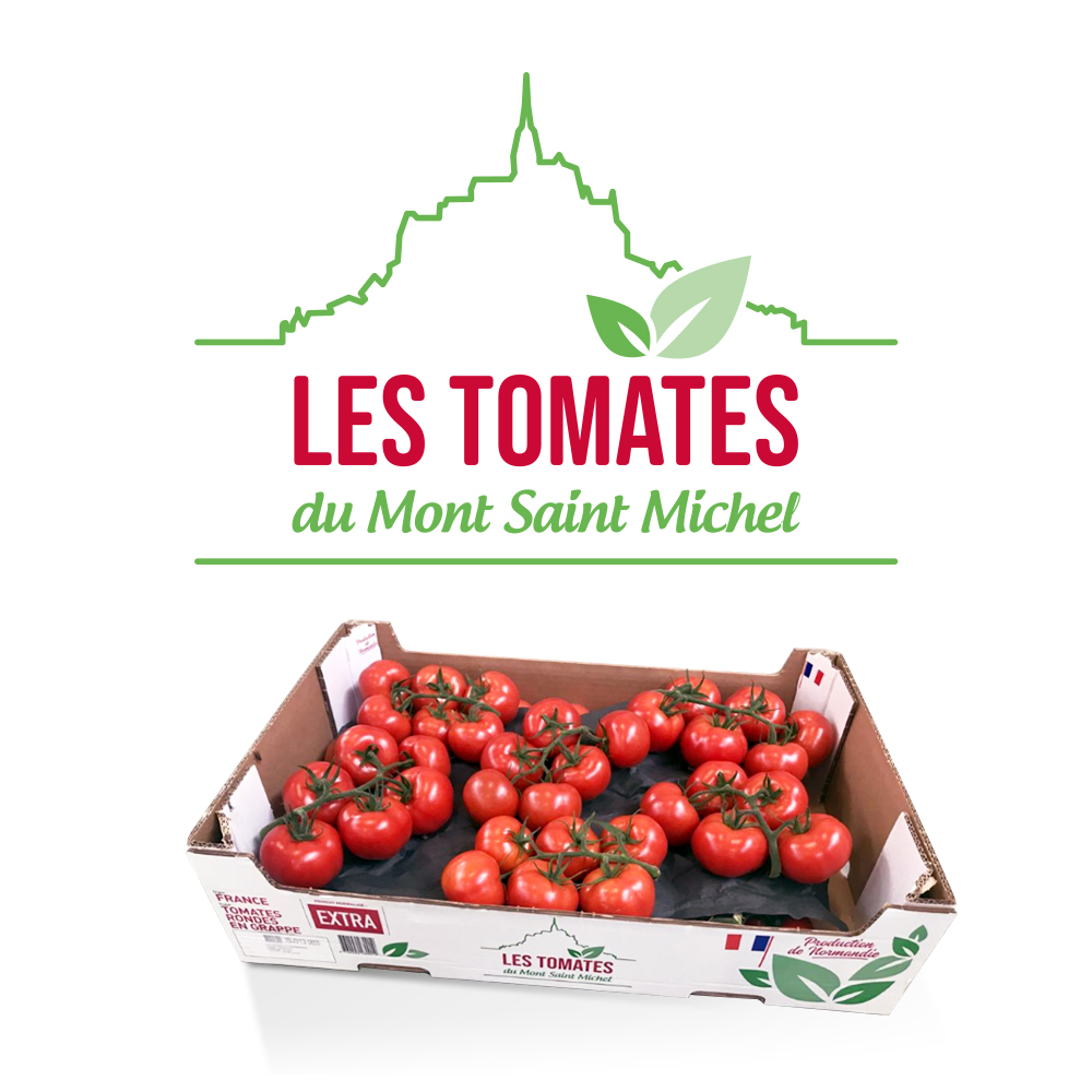 Logo Les Tomates du Mont Saint Michel, création du logo et de l'habillage des conditionnements de légumes frais.