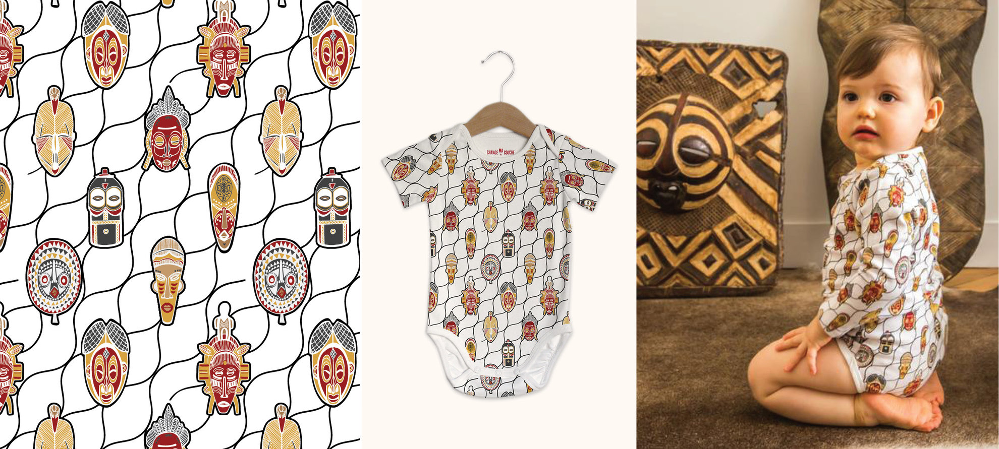 Design textile Masques africains pour ChangeMaCouche.