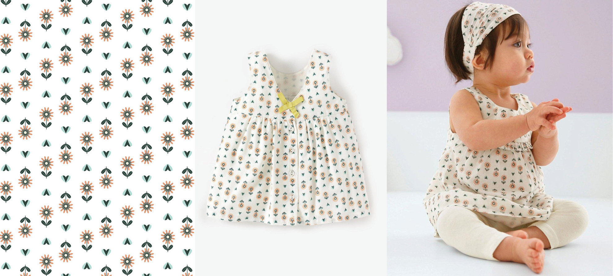 Design textile fleurs pour LaRedoute baby.