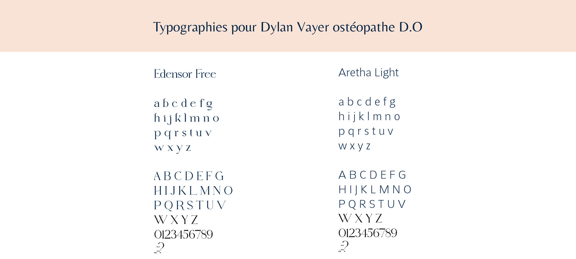 Identité visuelle, typographies pour Dylan Vayer ostéopathe D.O