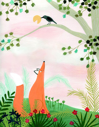Le corbeau et le renard, illustration pour Fleurus Editions