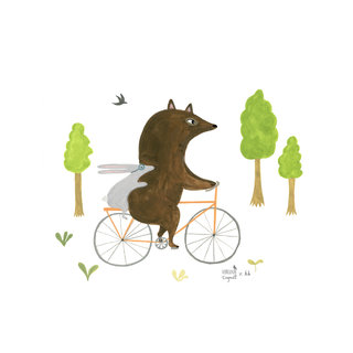 A vélo, illustration pour Hakka kids, vêtements pour enfants